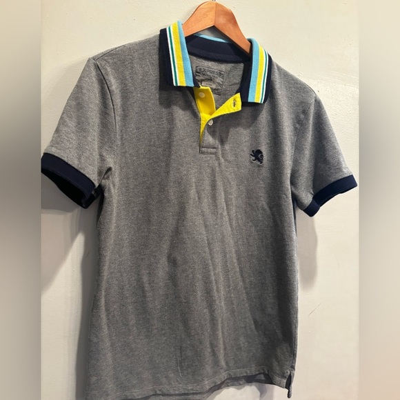 Express Gray Polo with Vibrant Collar casual bright collar size medium fitted - Picture 1 of 10